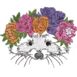 Raccoon and Flowers