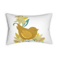 baby chicks and daffodils pillow front