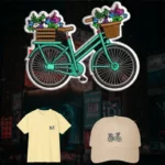Green Cycle with Flowers Baskets