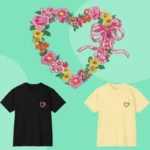 Heart Flowers Frame and Ribbon