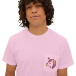 Pink Hourse on shirt front