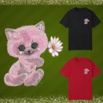 Pink Little Cat and Flower