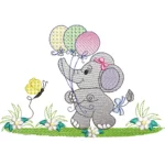 Baby elephant with Baloons