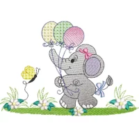 Baby elephant with Baloons