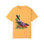Colorful sparrow on shirt