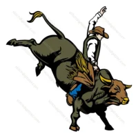 Cowboy Riding A Bull