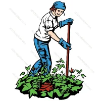 Travail travaillant dans le jardin