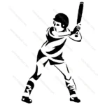 Black and White Softball Batter