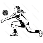 Black and White Volleyball Player